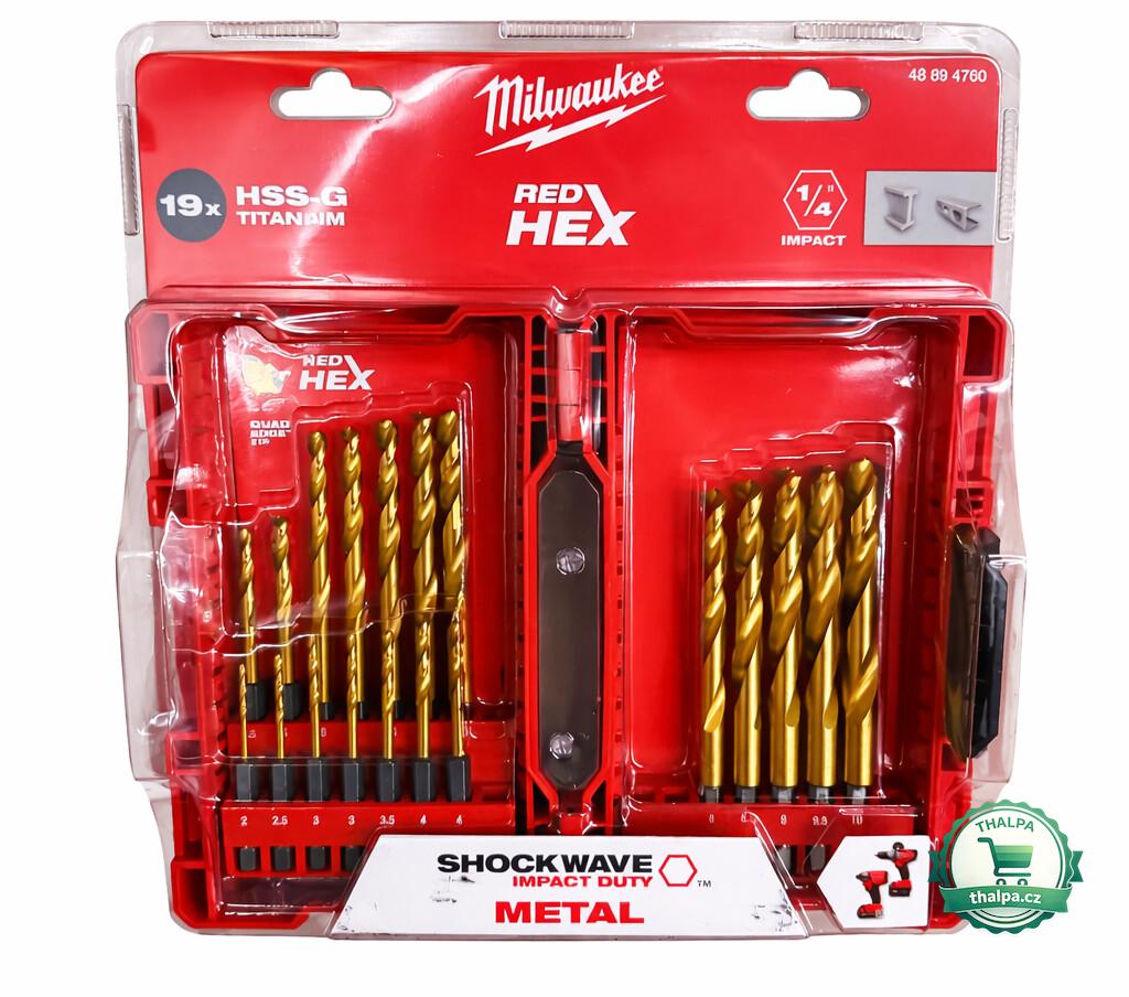 Milwaukee Sada vrtáků do kovu HSS-G TiN Red Hex 19 ks