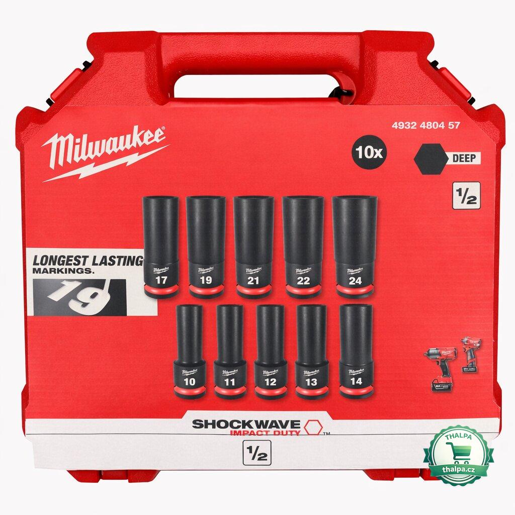 Milwaukee sada průmyslových dlouhých hlavic 1/2″ (ořechů) 10 ks