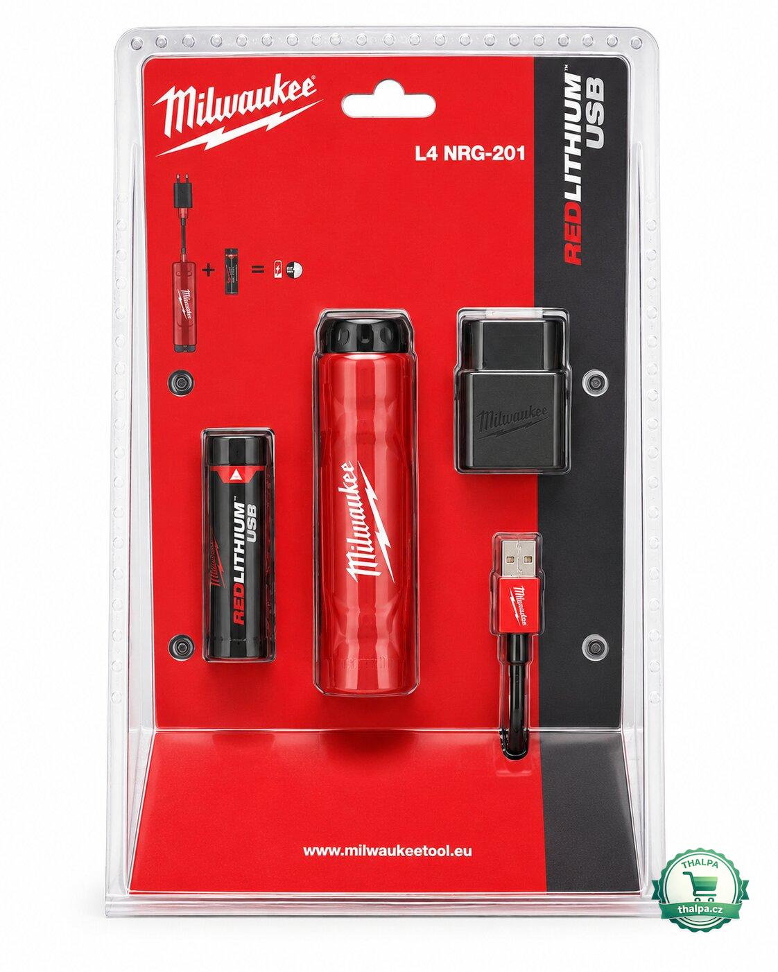 Milwaukee L4 NRG-201 nabíječka + akumulátor 4 V / 2,5 Ah