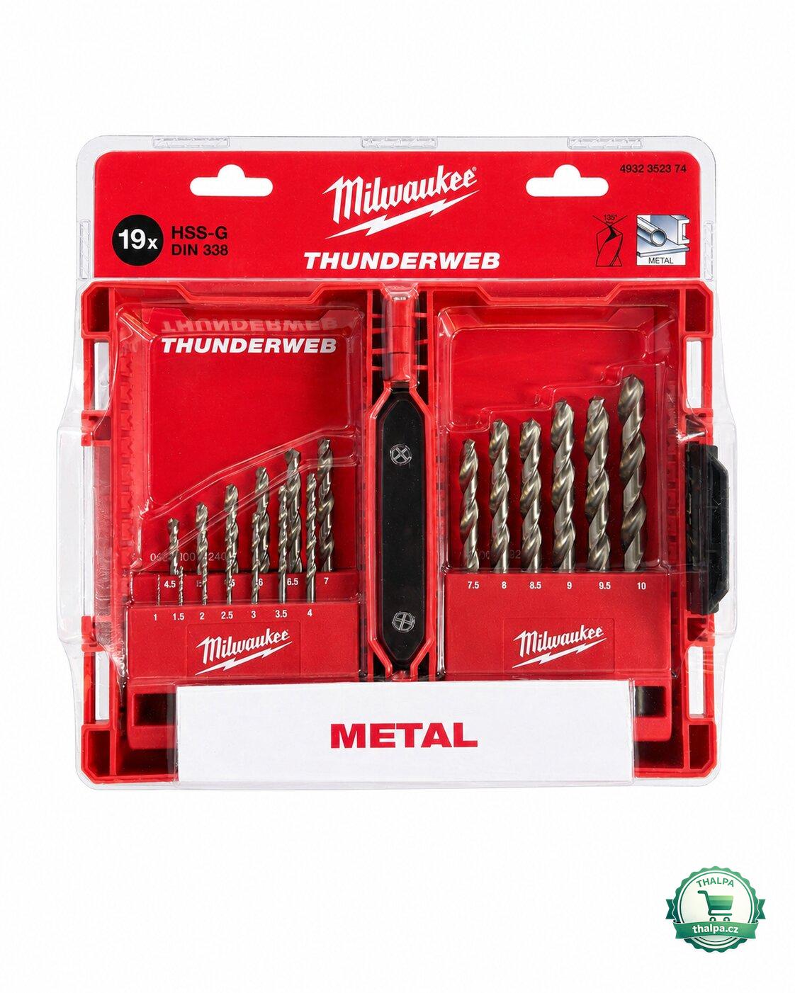 Milwaukee sada vrtáků do kovu HSS-G Thunderweb 19 ks