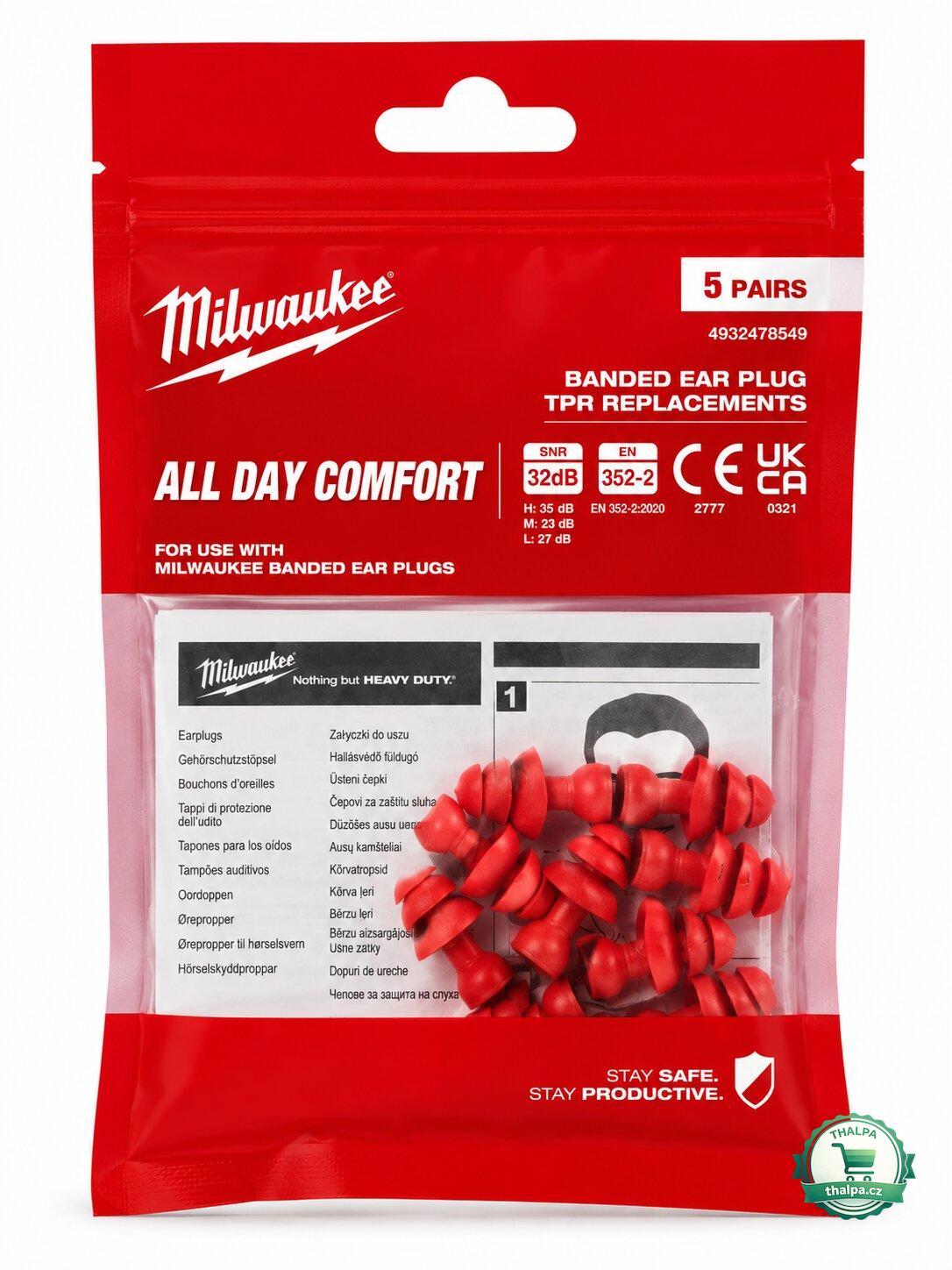 Milwaukee silikonové náhradní špunty do uší TPR-5 – 5 párů