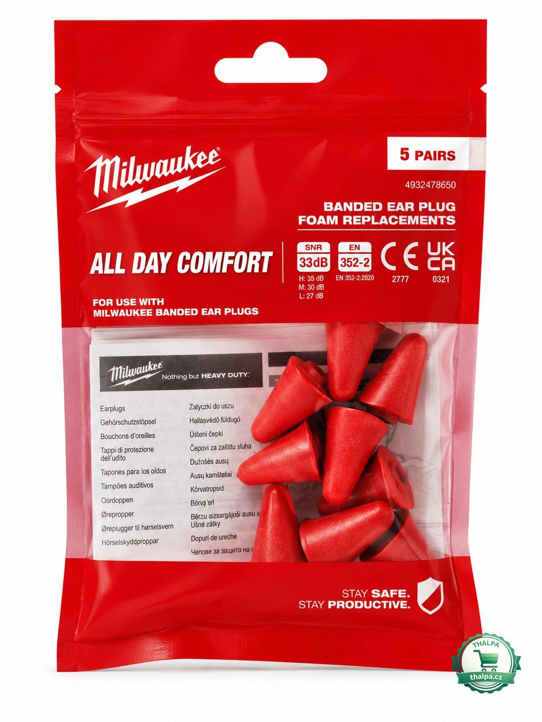 Milwaukee náhradní pěnové špunty do uší 5 párů