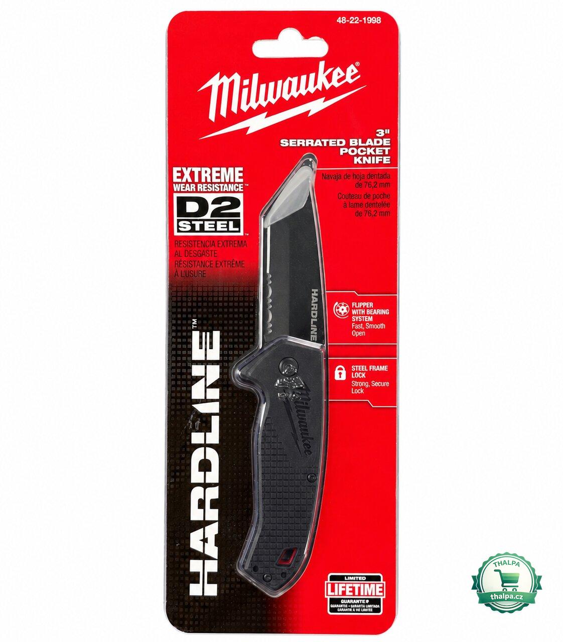 Milwaukee HARDLINE zavírací nůž zoubkovaný