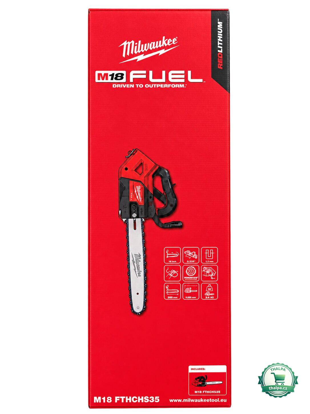 Milwaukee M18 FTHCHS35-0 – aku řetězová pila s horní rukojetí a lištou 35 cm