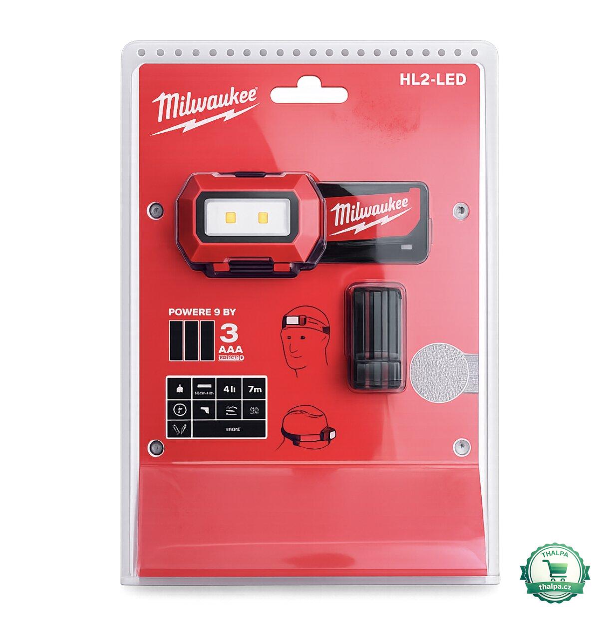 Milwaukee HL2-LED tenká alkalická čelová lampa 350 lm